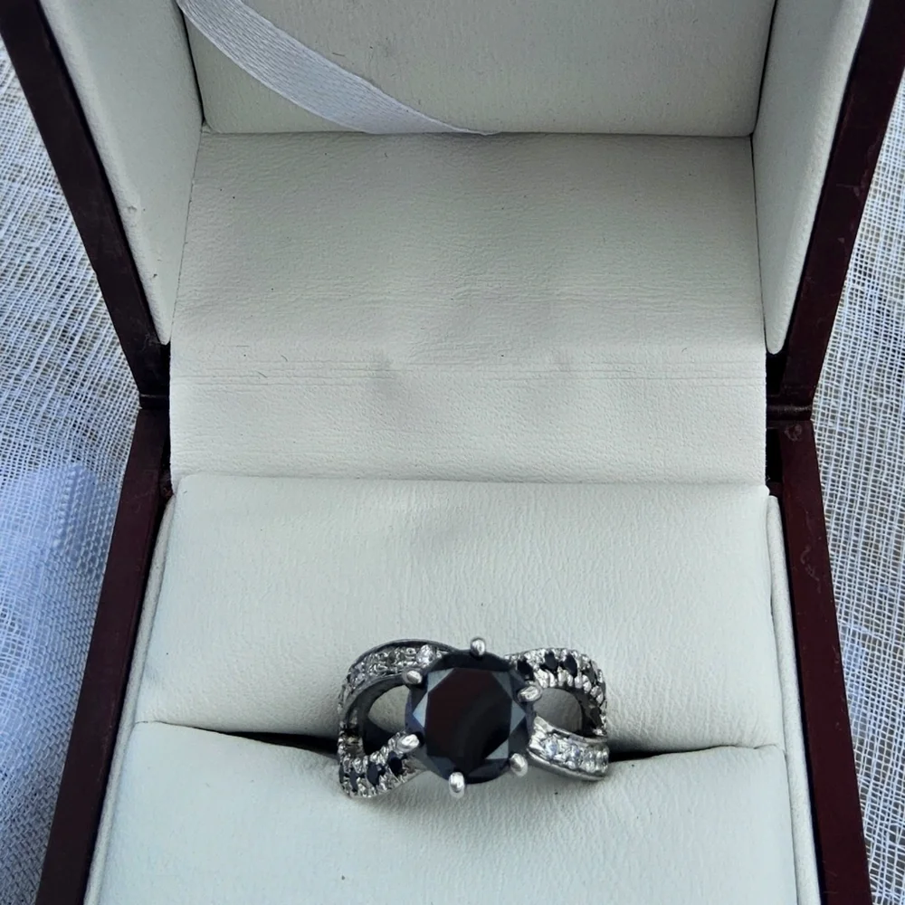 BLACK DIAMOND 2.5CT ROUND BLACK DIAMOND RING